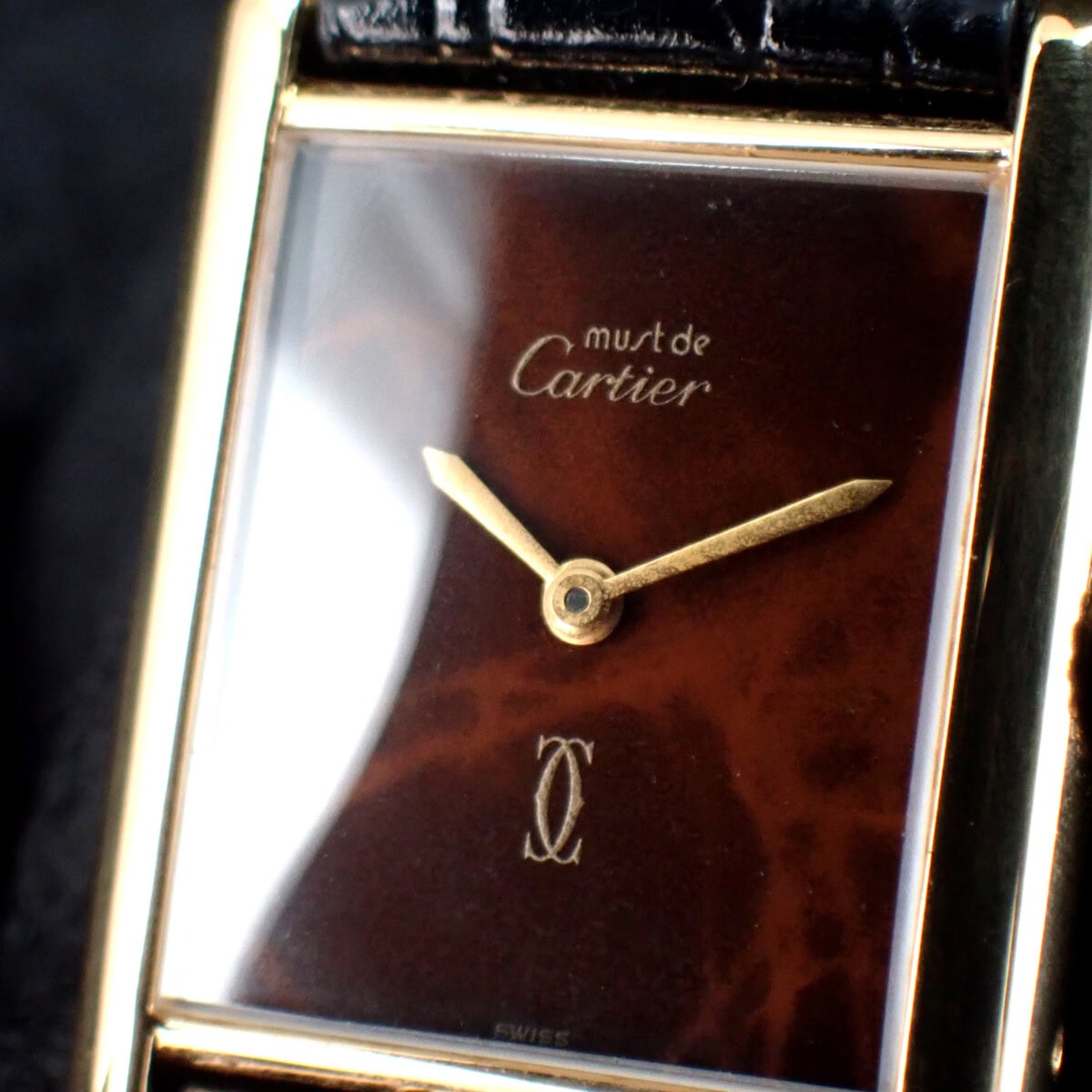 CARTIER Tank Must de CARTIER カルティエ マスト タンクLM Cal.2512 マーブルブラウン文字盤