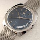 002 IWC クッションケース 純正ステンレスブレス Cal.854B ネイビー文字盤 1970年製