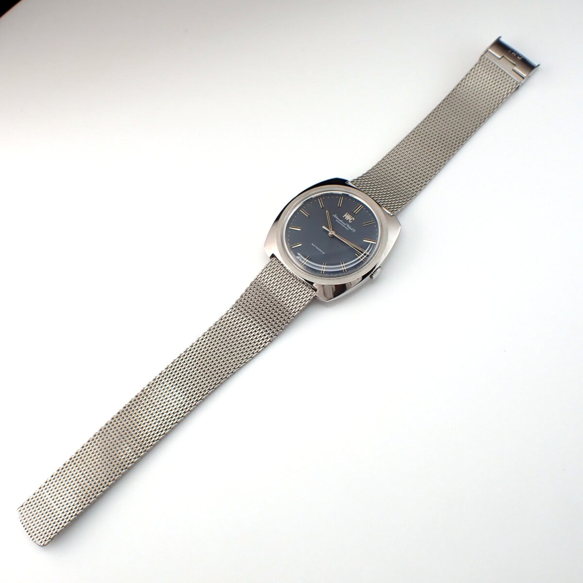 IWC クッションケース 純正ステンレスブレス Cal.854B ネイビー文字盤 1970年製