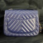 003-4 CHANEL Matelasse V-Stitch シャネル マトラッセ Vステッチ ネイビー ラムスキン ミニ フラップバッグ 16cm