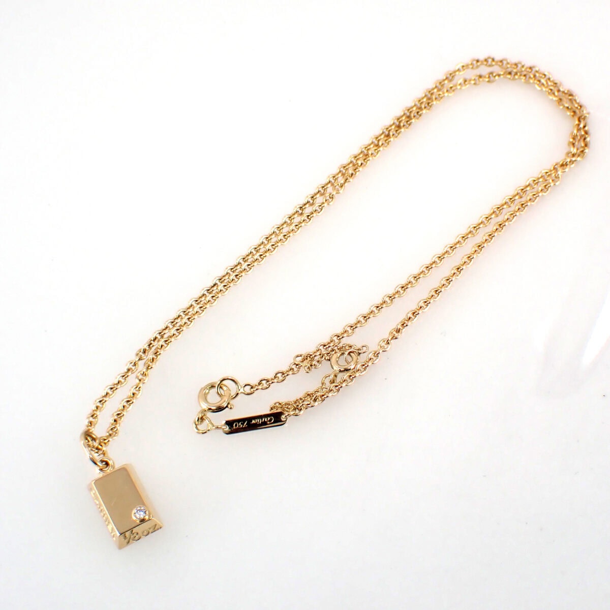 CARTIER カルティエインゴットネックレス 1/80OZ 1ポイントダイヤ イエローゴールド