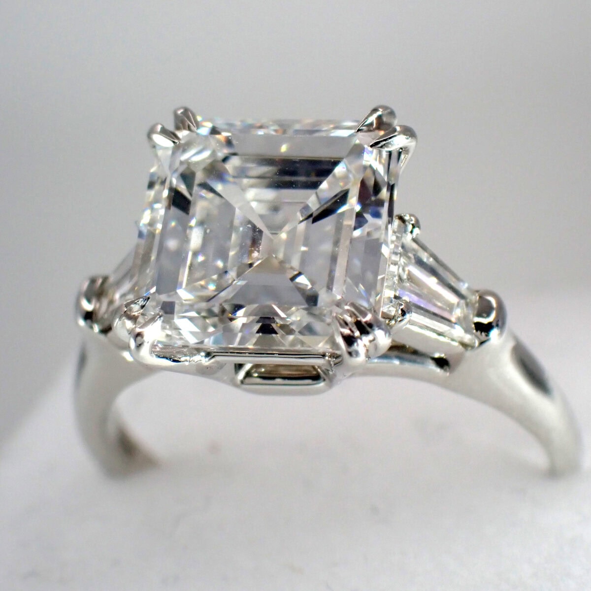 HARRY WINSTON エメラルドカット ダイヤ リング 3.08ct F-VS1 サイド0.43ct 2ピース GIA付き