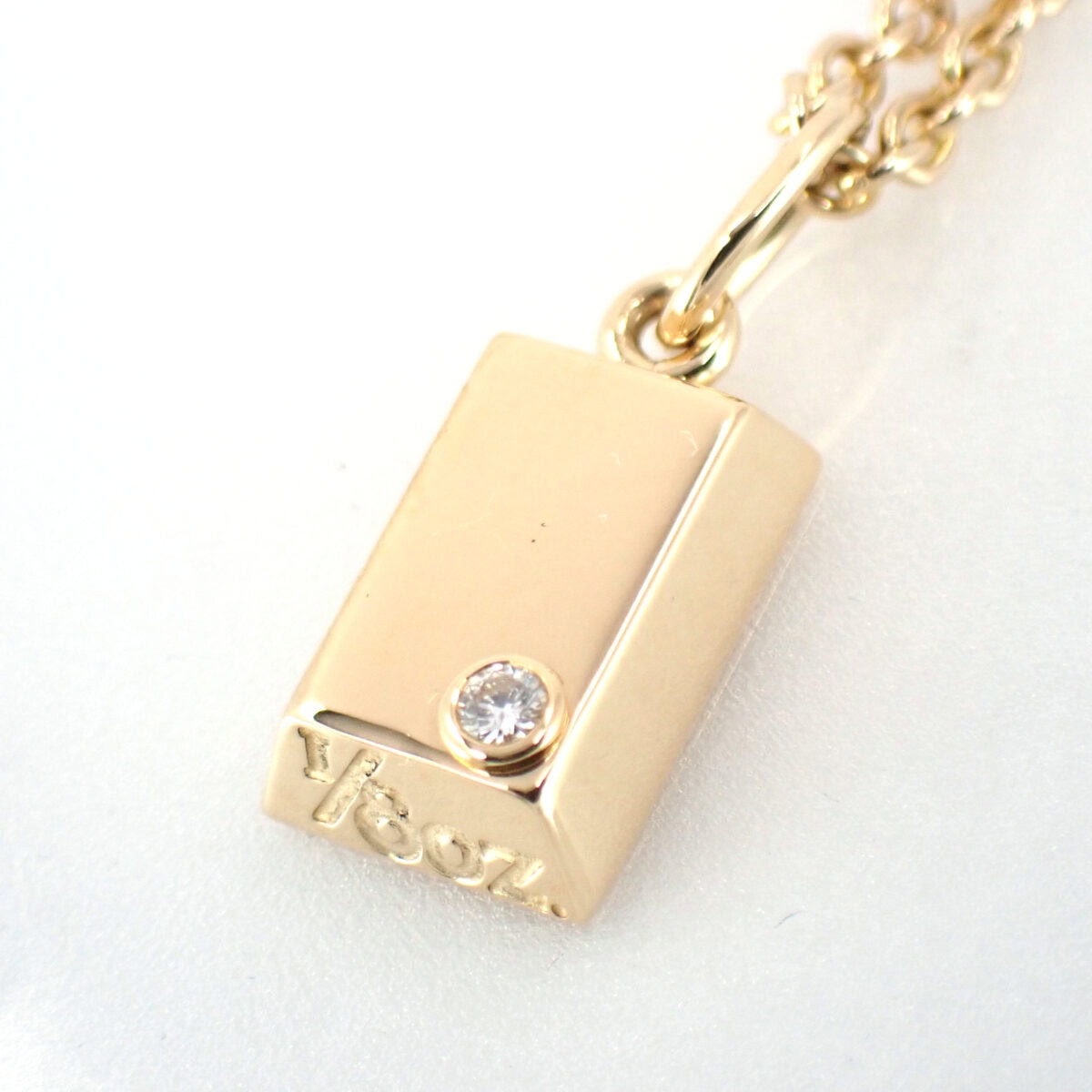 CARTIER カルティエインゴットネックレス 1/80OZ 1ポイントダイヤ イエローゴールド