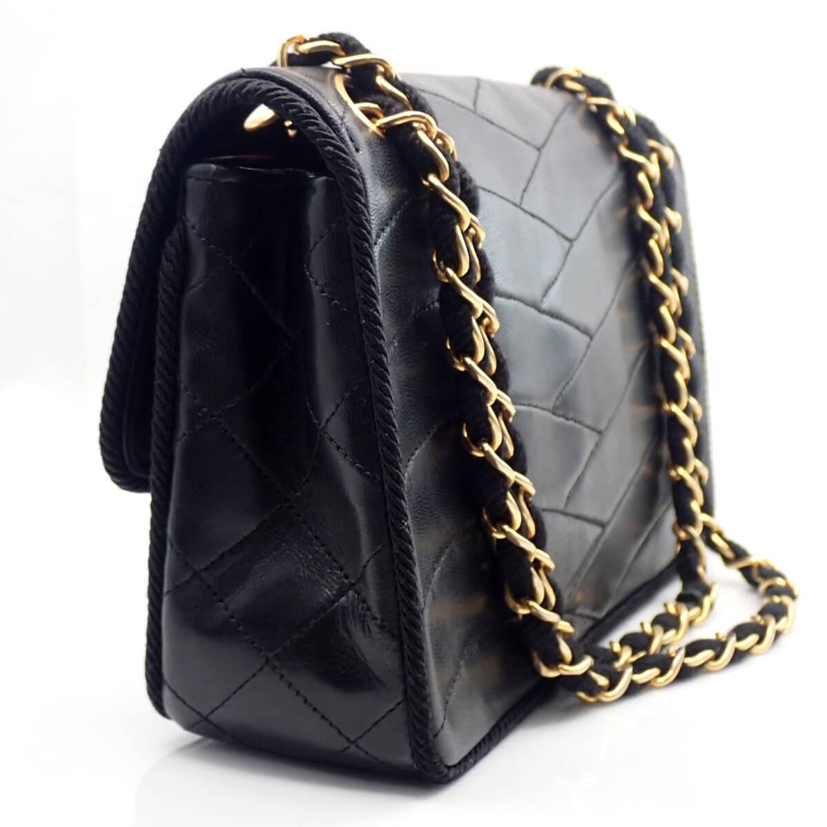 CHANEL シャネル Wチェーン ショルダー 波ステッチ マドモアゼル ブラック