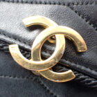 CHANEL シャネル Wチェーン ショルダー 波ステッチ マドモアゼル ブラック