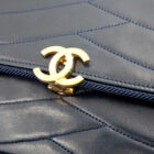 CHANEL シャネル Wチェーン ショルダー 波ステッチ マドモアゼル ネイビー