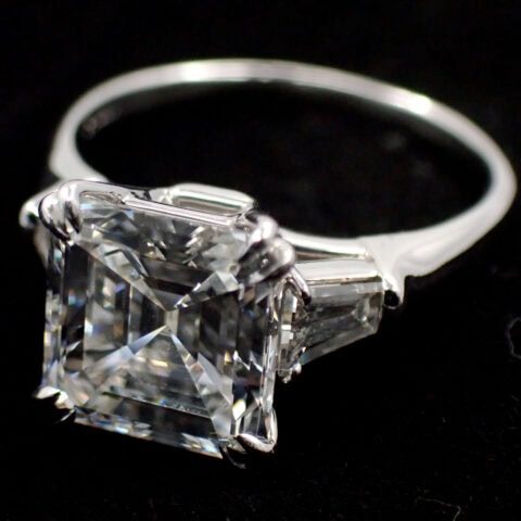 HARRY WINSTON エメラルドカット ダイヤ リング 3.08ct F-VS1 サイド0.43ct 2ピース GIA付き