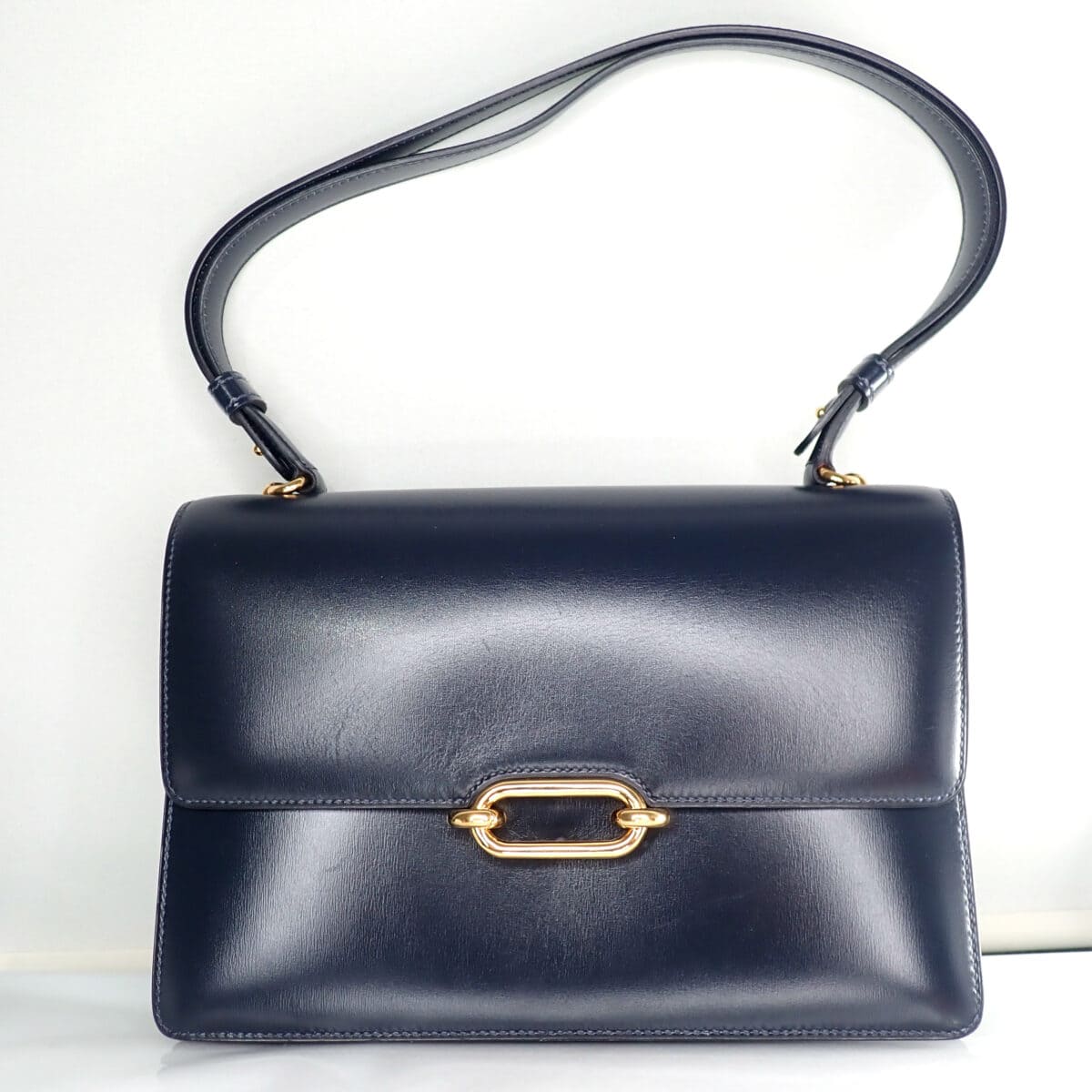 エルメス フォンスベル ボックスカーフ ネイビー 1989年製 デッドストック