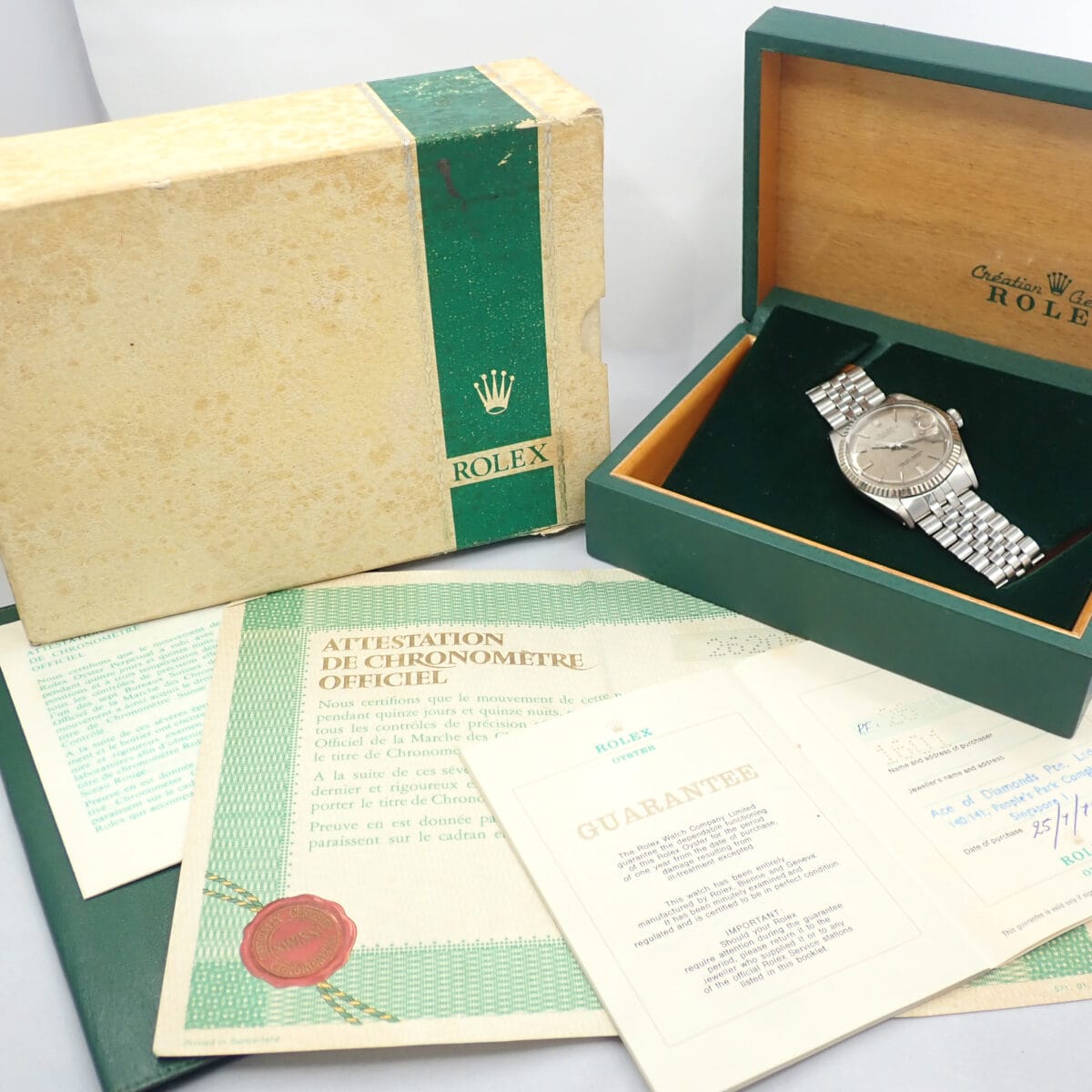 デイトジャスト 1601 SS/WG BOX ギャランティー クロノメーター証明書付き