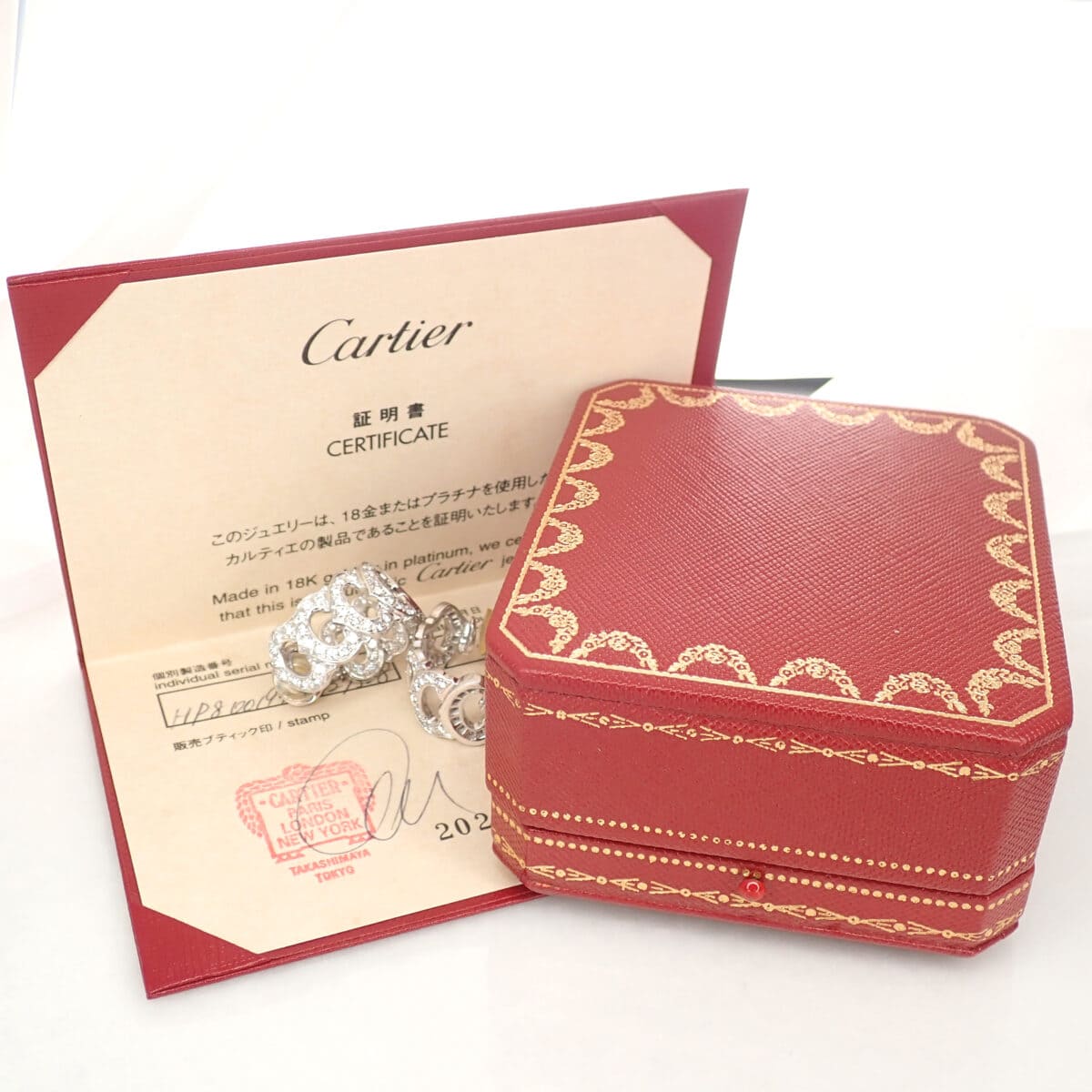 Cドゥカルティエ イヤリング WG フルダイヤ 正規品