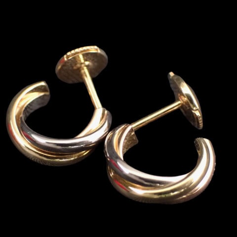 002 Cartier Trinity Earrings カルティエ トリニティ ピアス ミニモデル 18Kスリーゴールド B8301540