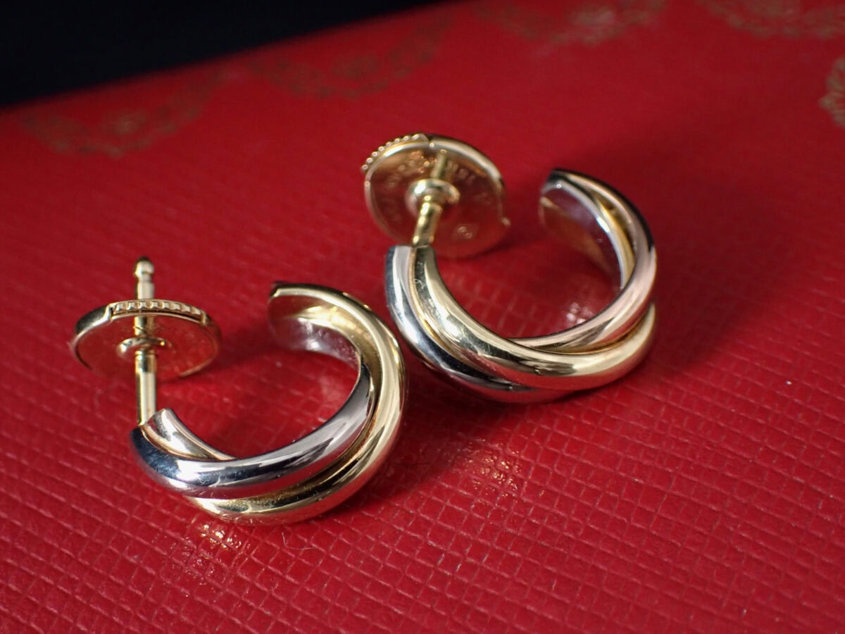 003 Cartier Trinity Earrings カルティエ トリニティ ピアス ミニモデル 18Kスリーゴールド B8301540
