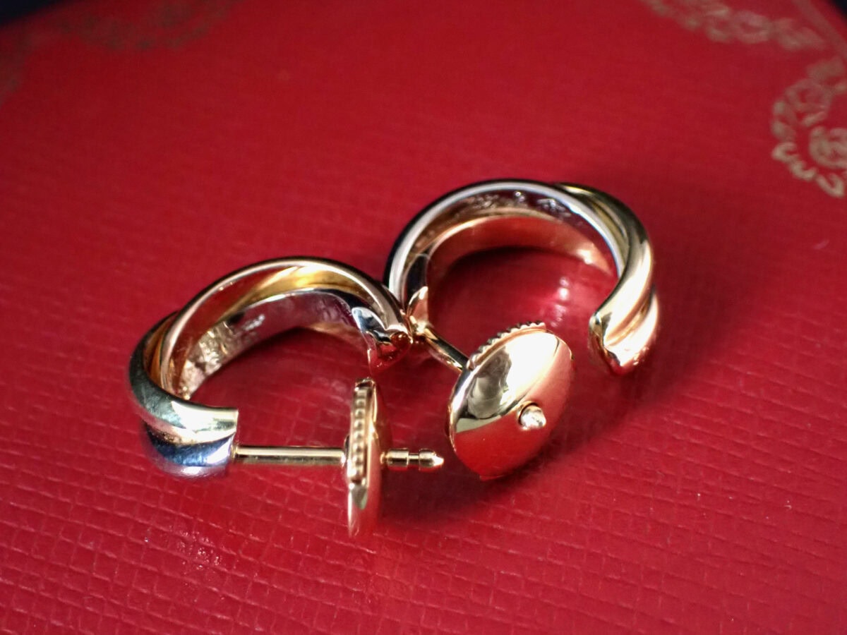 004 Cartier Trinity Earrings カルティエ トリニティ ピアス ミニモデル 18Kスリーゴールド B8301540