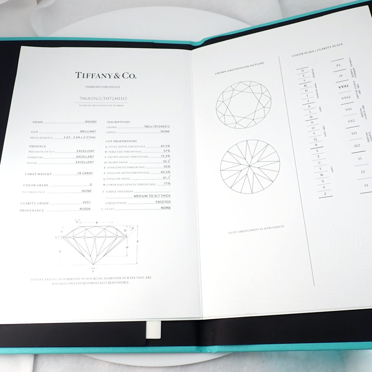 Tiffany Diamond Ring ティファニー ダイヤモンドリング ソリティア  0.18ct G – VVS1 – 3EX