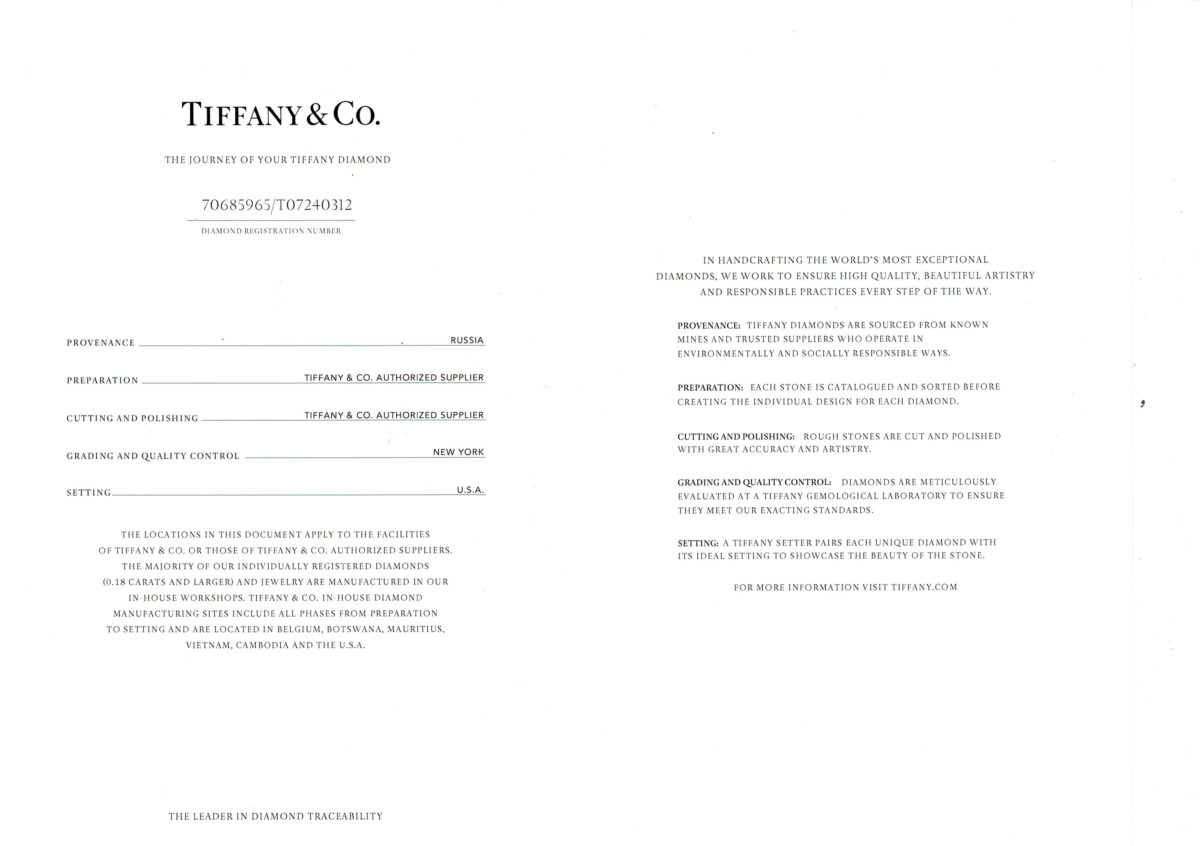 Tiffany Diamond Ring ティファニー ダイヤモンドリング ソリティア  0.18ct G – VVS1 – 3EX