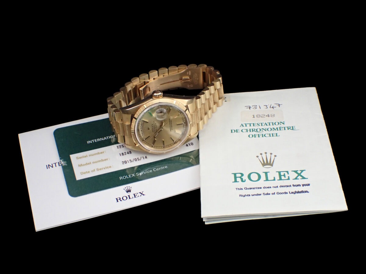 014 ROLEX Day-Date Bark ロレックス デイデイト バーク 18248 18Kイエローゴールド Xシリアル 1993年 箱・保証書付き