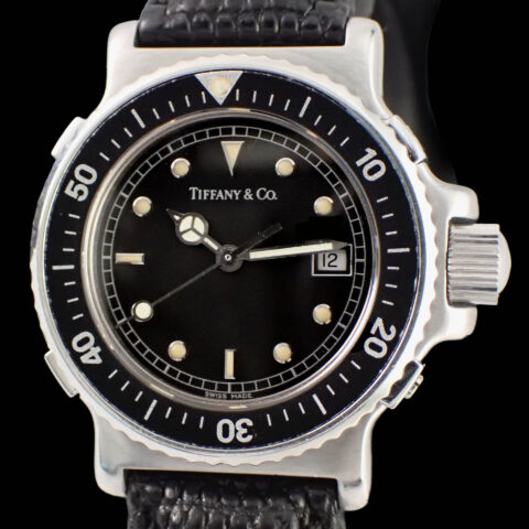 Tiffany & Co. L0719 Diver Black Dial Vintage Tiffany & Co. Diver Black Dial ティファニー L0719 ダイバー ブラック文字盤 ヴィンテージ クォーツ 純正ベルト・ギャランティー付き