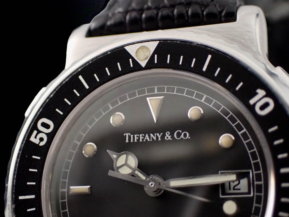 006 Tiffany & Co. Diver Black Dial ティファニー L0719 ダイバー ブラック文字盤 ヴィンテージ クォーツ 純正ベルト・ギャランティー付き