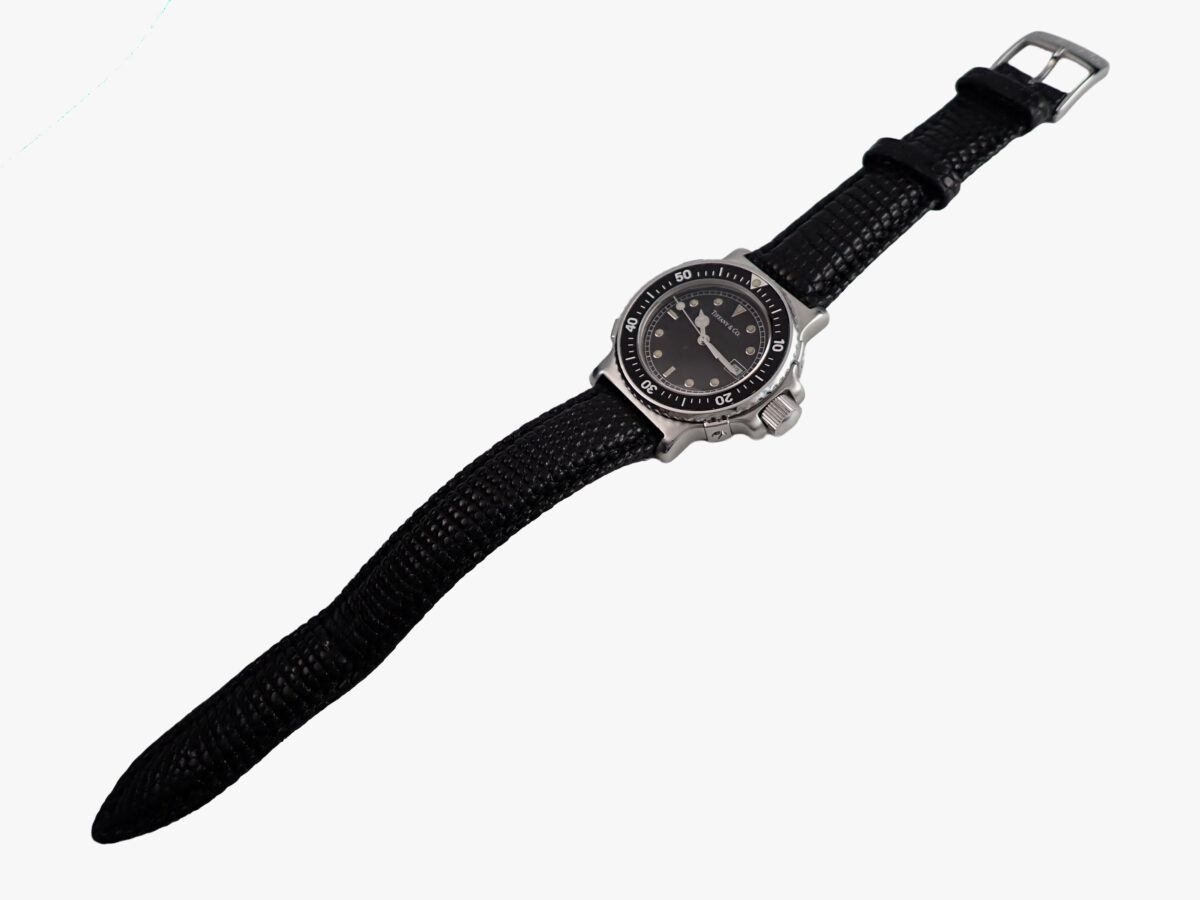 010 Tiffany & Co. Diver Black Dial ティファニー L0719 ダイバー ブラック文字盤 ヴィンテージ クォーツ 純正ベルト・ギャランティー付き