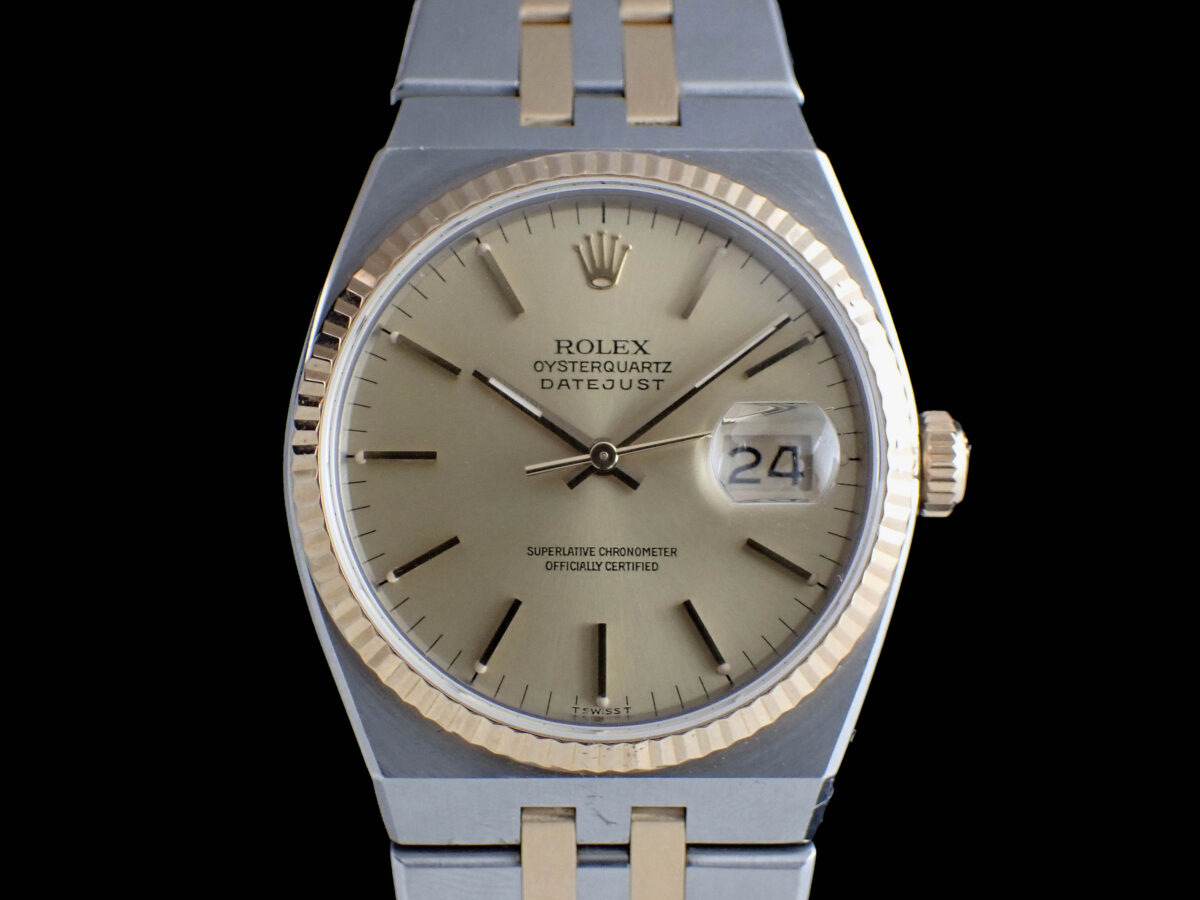 001 ROLEX Oysterquartz Datejust ロレックス オイスタークォーツ デイトジャスト Ref.17013 シャンパン文字盤 1985年製 ギャランティー・日本ロレックス修理明細付き