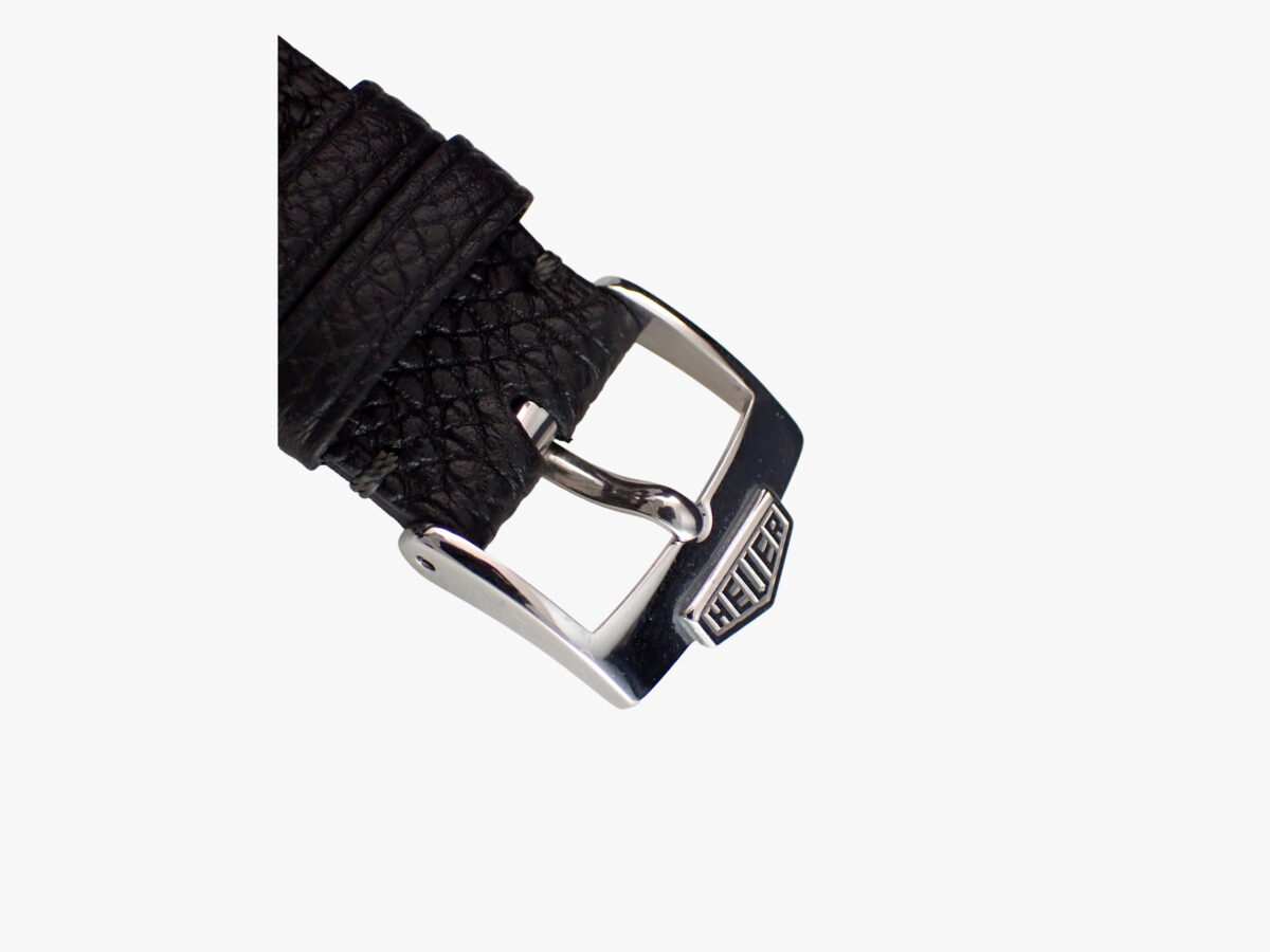 heuer-carrera-cs3111-bc0725-11-buckle HEUER Carrera CS3111.BC0725 – 1996 Re-Edition, Black Dial ホイヤー カレラ CS3111.BC0725 1996年復刻モデル ブラック文字盤 手巻きクロノグラフ ノンポリッシュ BOX・1998年保証書付き